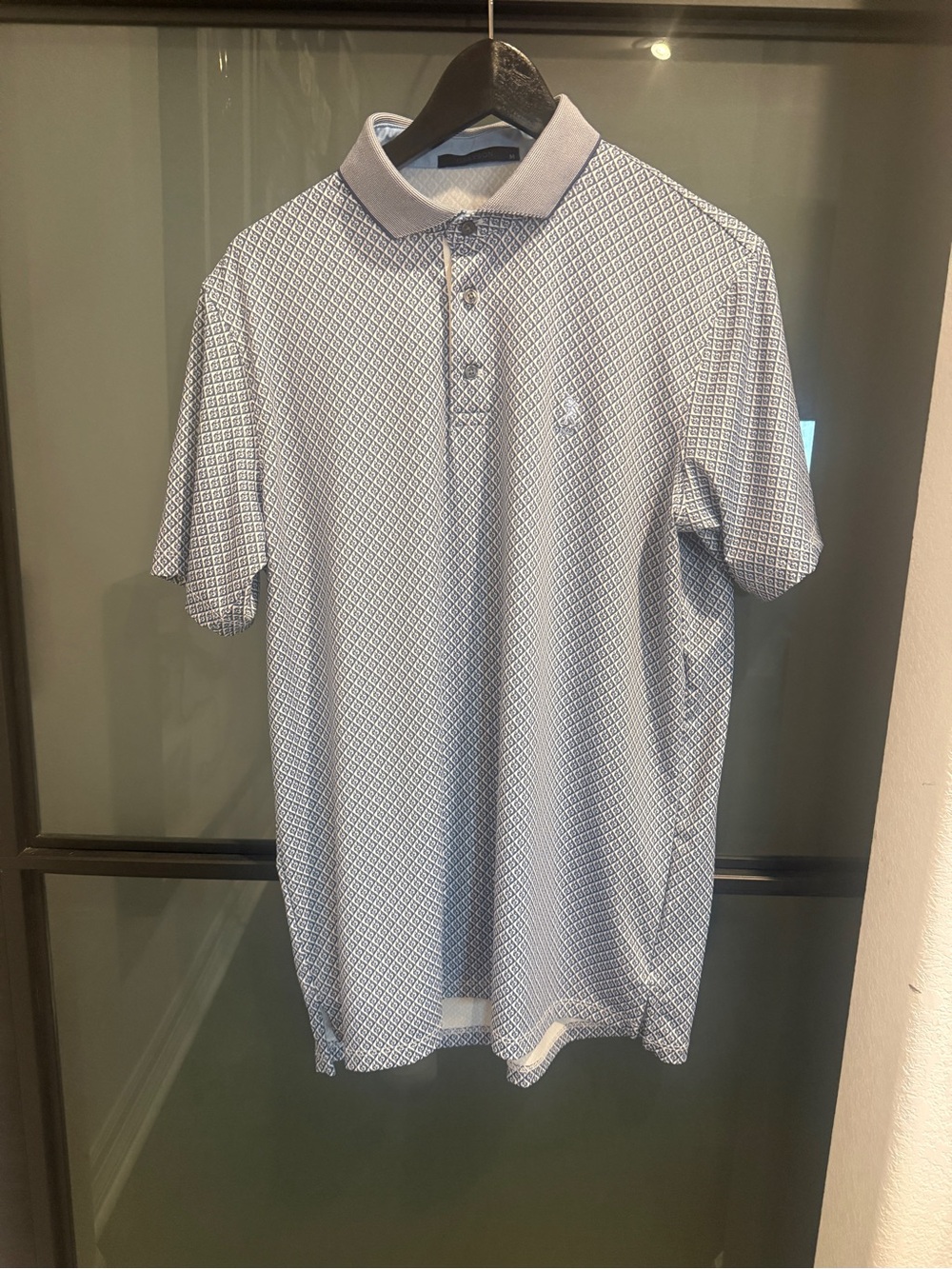 NWOT - Greyson Light Blue Diamond-Print Polo -Medium